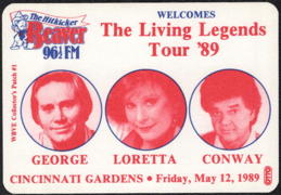 ##MUSICBP1155 - The 1989 Living Legends Tour Cloth Radio Backstage Pass with George Jones, Loretta Lynn, and Conway Twitty