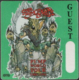 ##MUSICBP1225 - Rare  Aerosmith Cloth Otto Guest Backstage Pass from the 1989/91 Pump Tour Picturing Monster in a Graveyard