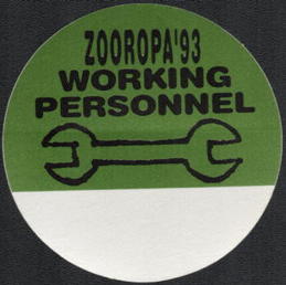 ##MUSICBP0709 - Round U2 OTTO Cloth Working Personnel Backstage Pass from the 1993 Zooropa Tour