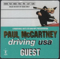 ##MUSICBP0748 - Paul McCartney OTTO Cloth Backstage Guest Pass from the 2002 Driving USA Tour