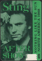 ##MUSICBP0757 - Sting OTTO Cloth After Show Backstage Pass from the 1988 Nothing Like the Sun North America Tour