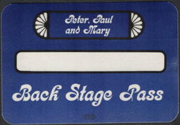 ##MUSICBP2223 - Peter Paul and Mary Backstage OTTO Cloth Backstage Pass from the 1986/87 No Easy Walk to Freedom Tour