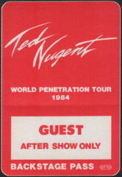 ##MUSICBP2226  - 1984 Ted Nugent cloth OTTO Backstage Pass from the World Penetration Tour