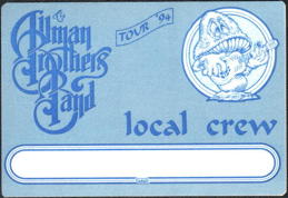 ##MUSICBP2230 - Allman Brothers Band OTTO Local Crew Cloth Backstage Pass from the 1994 Where It All Begins Tour