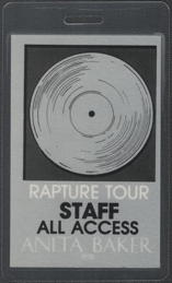 ##MUSICBP0286  - Anita Baker OTTO All Access Laminated Backstage Pass from the 1986/87 Rapture World Tour