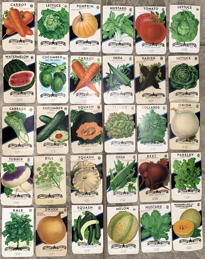#CE173 - Set of 30 Different 5¢ and 10¢ Lone Star Fruit and Vegetable Seed Packs from the 1940/50s