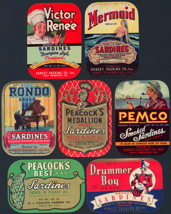 Group of 7 of our Best Sardine Can Labels