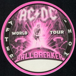 ##MUSICBP0928 - AC/DC OTTO Cloth After Show Backstage Pass from the 1996 Ballbreaker World Tour - Pink CIrcle