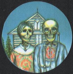 ##MUSICGD2018 - Grateful Dead Car Window Tour Sticker/Decal - Features American Gothic Characters with Skull Heads