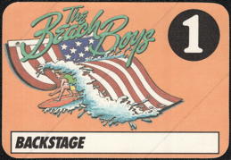 ##MUSICBP0179  - 1986 Beach Boys #1 Fasson Backstage Pass - Flag Pictured