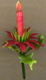 #HH243 - Christmas Candle with Poinsettia and Holly Leaf Christmas Cake Topper - As low as 15¢