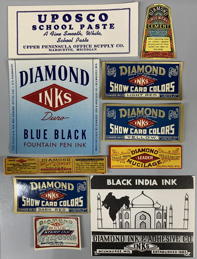 #CS626 - Group of 12 different Diamond Ink Bottle Labels