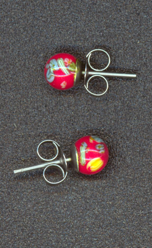 #BEADS0558 - Pair of Millefiori Earrings from the Hippie Days Still in Original Packaging