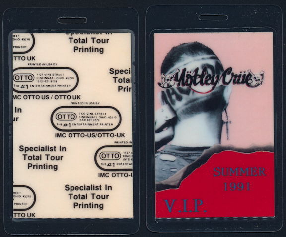 Motley Crue Acdc Laminated Backstage Pass From The 1991 Monsters Of Rock Tour 3995