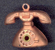 #BEADSC0080 - Copper Telephone Charm with Moving Dial