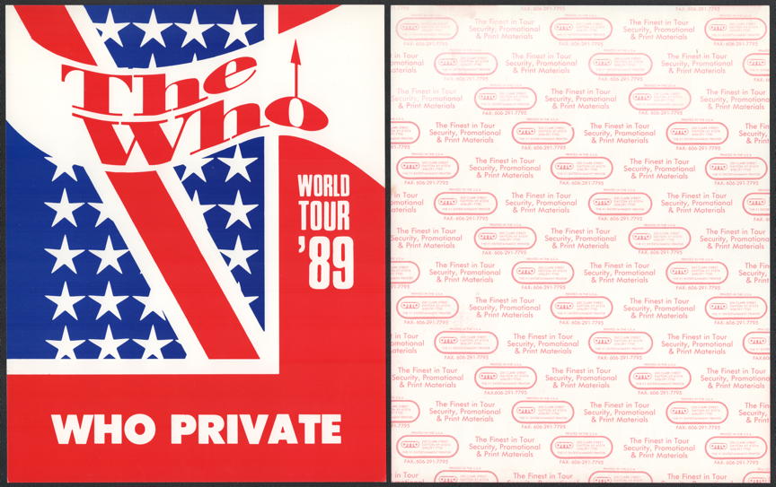 ##MUSICBQ0244 - The Who OTTO "Private" Door Sign from the 1989 The Kids Are Alright World Tour