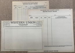 #UPaper225 - Group of 3 Western Union Telegraph and Collection Record Sheets