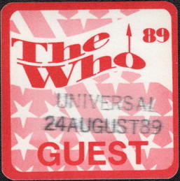 ##MUSICBP0168  - The Who OTTO Cloth Guest Backstage Pass from the 8/24/89 Concert at Universal Amphitheatre