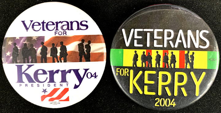 #PL444 - Pair of  Very Large Veterans for Kerry Pinbacks