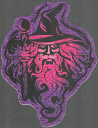 ##MUSICGD2067 - Set of 3 Grateful Dead Car Window Tour Sticker/Decal - Pink/Purple Iridescent Wizard with Staff