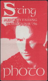 ##MUSICBP0084  - 1996 Sting Mercury Falling World Tour OTTO Backstage Photographer Pass