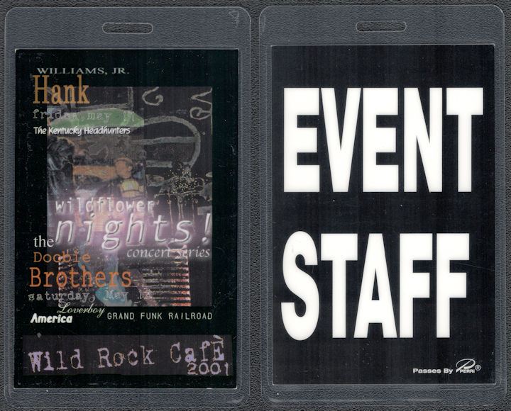 ##MUSICBP1875  - Wildflower Nights Perri Backstage Staff Pass from the 2001 Event - Hank Williams Jr., Kentucky Headhunters, Doobie Brothers